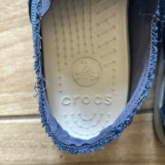 CROCS Men's Dark Blue Canvas Slip-On Loafers - Picture 4 of 7